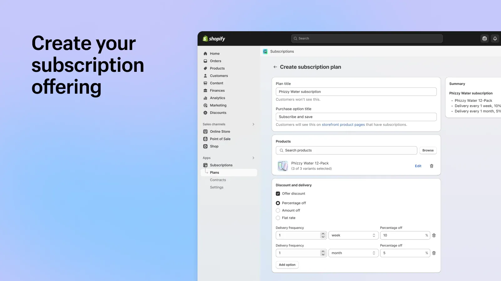 Shopify Subscriptions interface showcasing a simple, built-in tool for managing recurring orders.